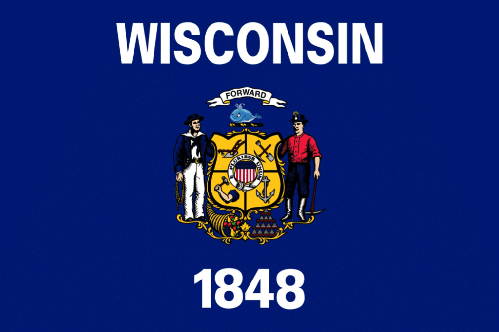 whale on wisconsin state flag