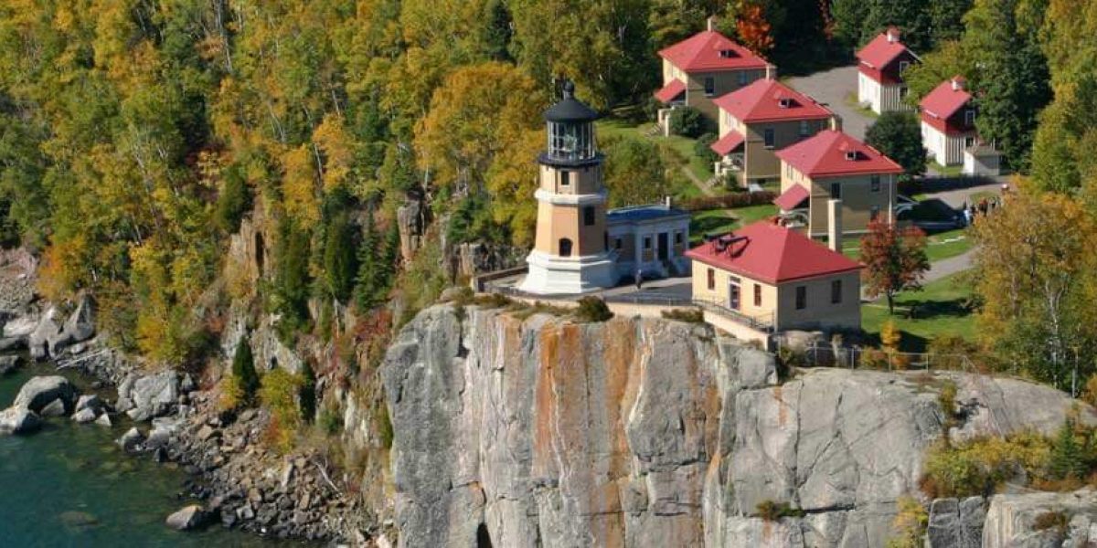 Split-Rock-aerial split rock lighthouse state park